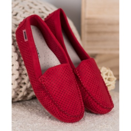 Goodin Mocassins Ajourés En Daim rouge 3