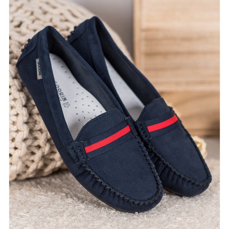 Goodin Mocassins en daim avec ceinture bleu 2