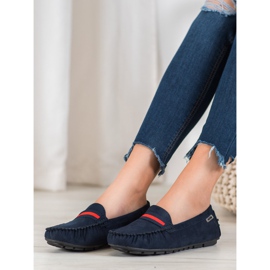 Goodin Mocassins en daim avec ceinture bleu 3