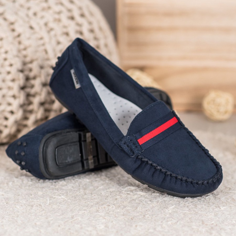 Goodin Mocassins en daim avec ceinture bleu 1