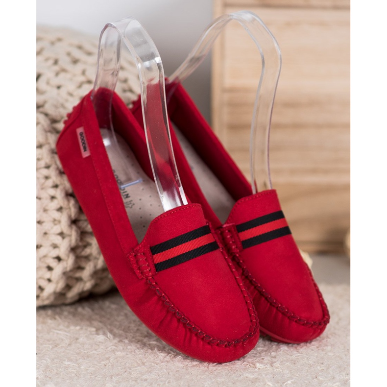Goodin Mocassins en daim avec ceinture rouge 1