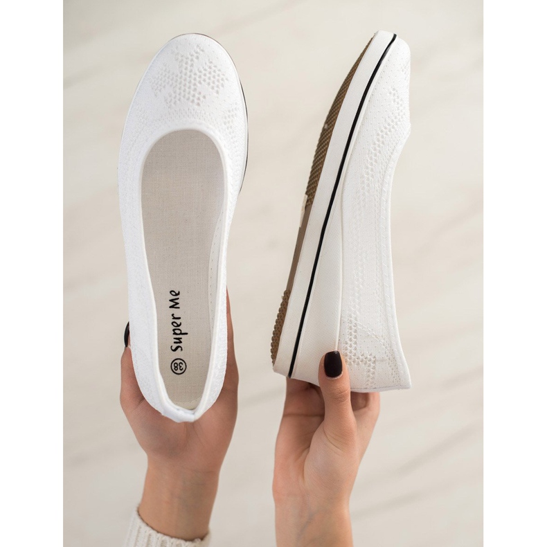 Super Me Ballerine Ajourée Sur Compensée blanc 2