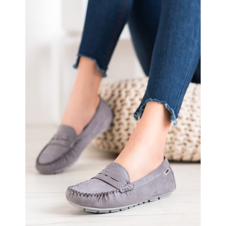 Goodin Mocassins textiles classiques gris 1