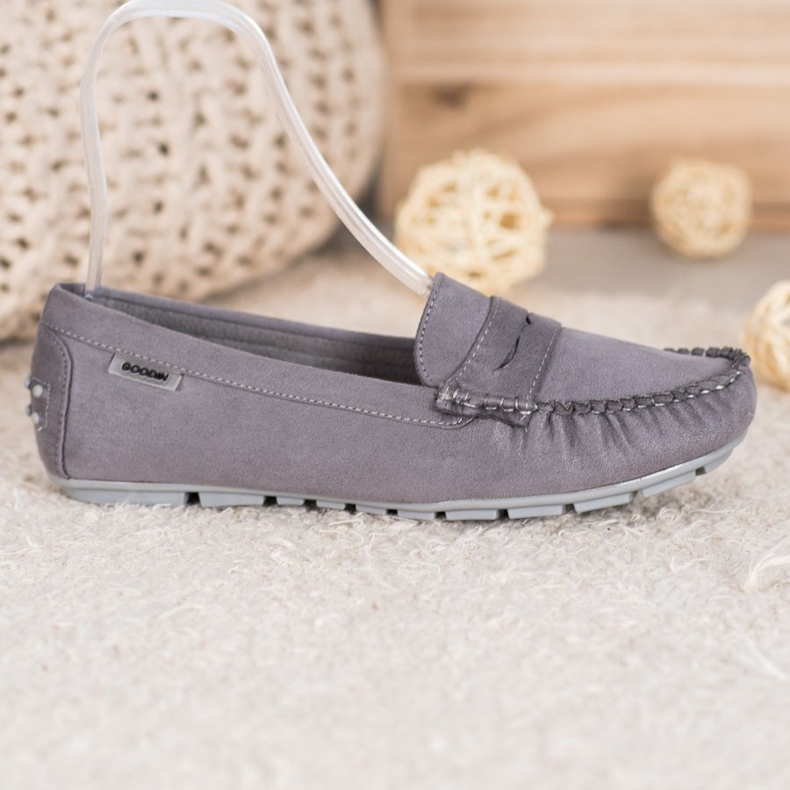 Goodin Mocassins textiles classiques gris 2