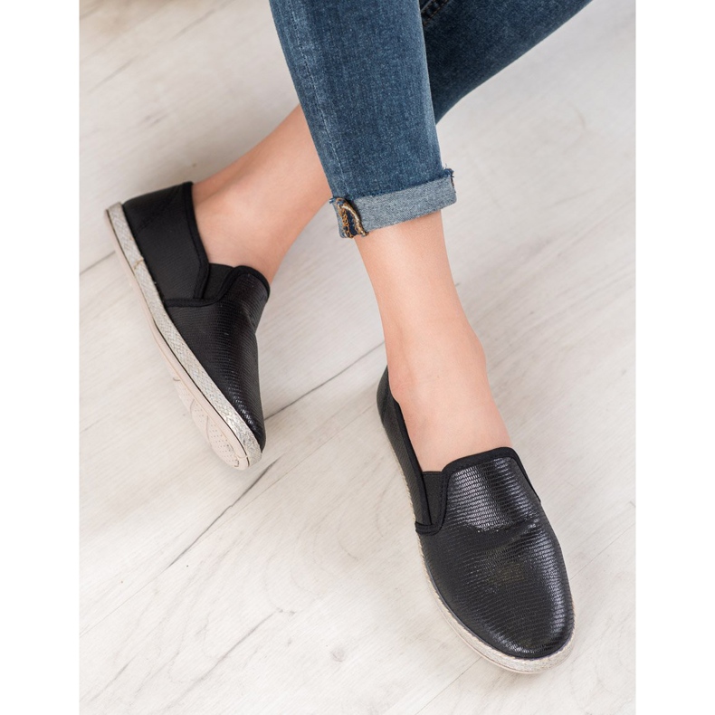 SHELOVET Chaussures à enfiler brillantes noir 1