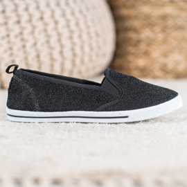SHELOVET Chaussures à enfiler à paillettes noir 2