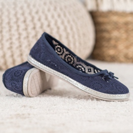 SHELOVET Ballerines ajourées bleu 2