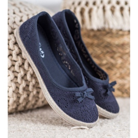 SHELOVET Ballerines ajourées bleu 3