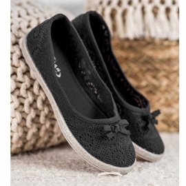 SHELOVET Ballerines ajourées le noir 3