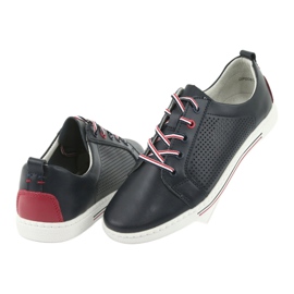 Baskets chaussures en cuir FILIPPO DP008 rouge bleu marin 4