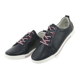 Baskets chaussures en cuir FILIPPO DP008 rouge bleu marin 3
