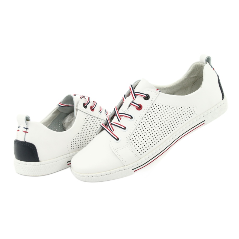 Baskets chaussures en cuir FILIPPO DP008 blanche bleu marin 4