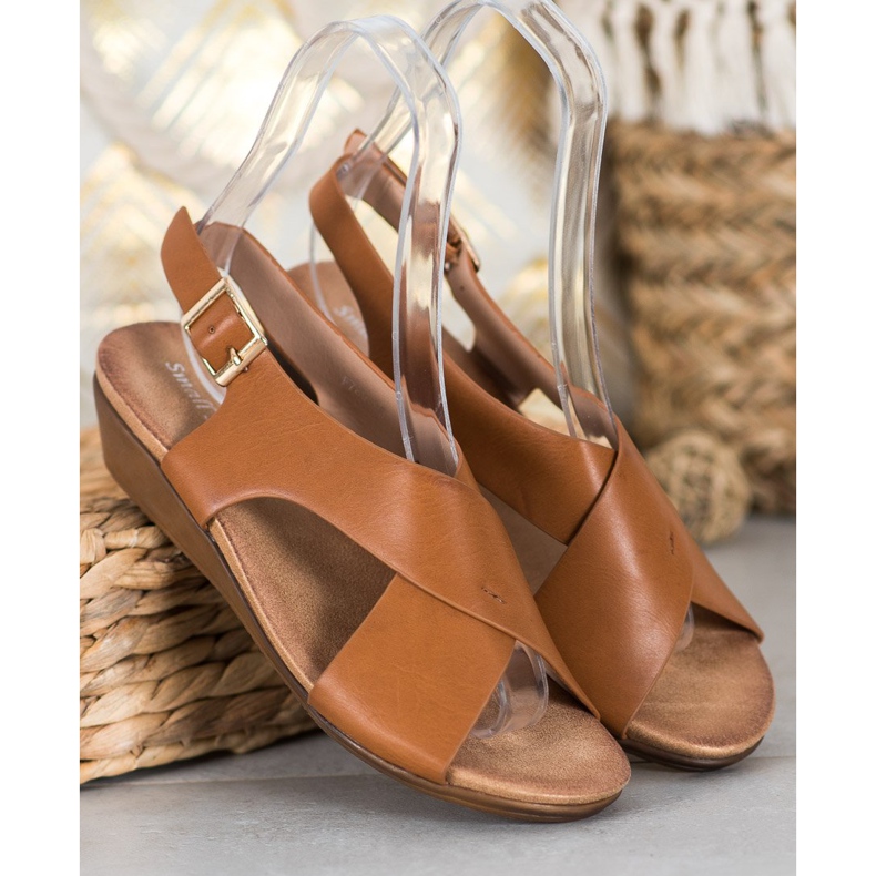 Small Swan Sandales confortables camel brun 1