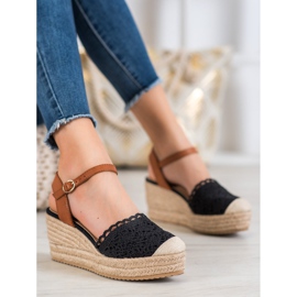Small Swan Espadrilles Compensées brun le noir 1