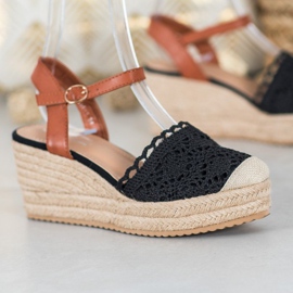 Small Swan Espadrilles Compensées brun le noir 3