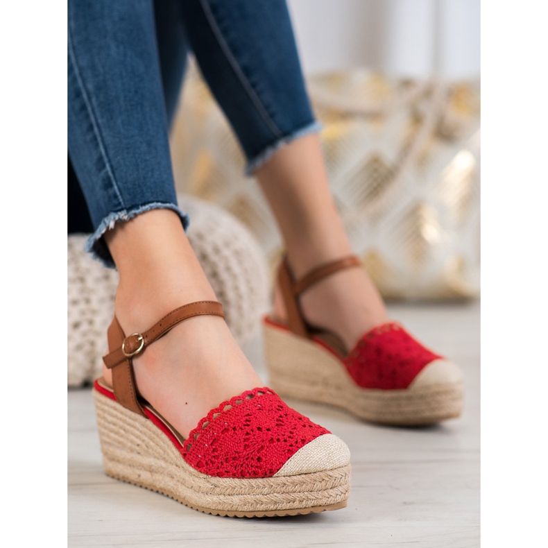 Small Swan Espadrilles Compensées brun rouge 2