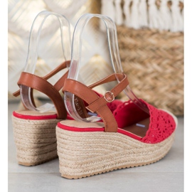 Small Swan Espadrilles Compensées brun rouge 4