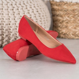 SHELOVET Ballerine En Daim En Spitz rouge 3