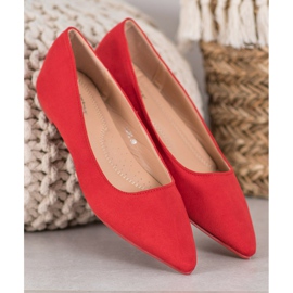 SHELOVET Ballerine En Daim En Spitz rouge 4