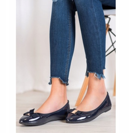 Fama Ballerine Laquée Avec Un Noeud bleu marin 1