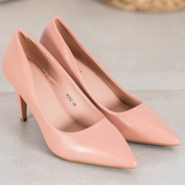 SHELOVET Talons hauts élégants avec cuir écologique rose 1