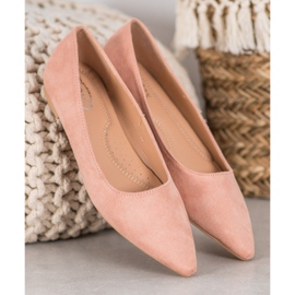 SHELOVET Ballerine En Daim En Spitz rose 2
