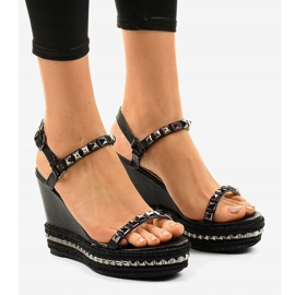 Sandales compensées noires à clous 1926 le noir 1