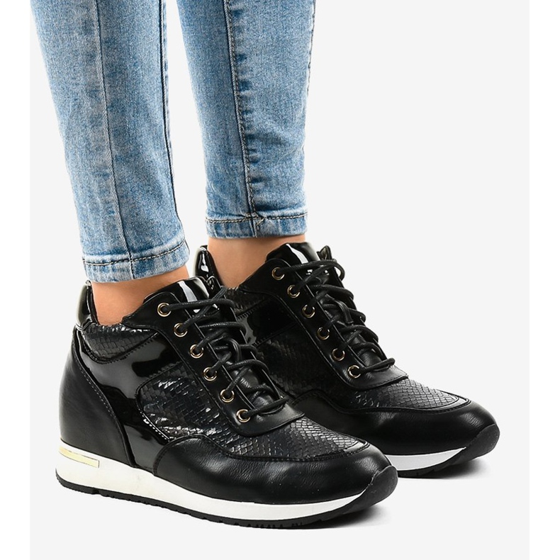 Baskets compensées noires S0075-1 1