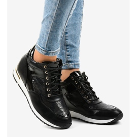 Baskets compensées noires S0075-1 2