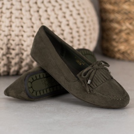 Ideal Shoes Bottes en daim à franges vert 3