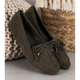 Ideal Shoes Bottes en daim à franges vert 4