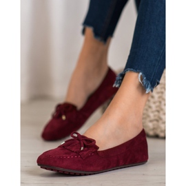 Ideal Shoes Bottes en daim à franges rouge 1