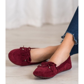 Ideal Shoes Bottes en daim à franges rouge 2