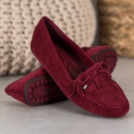 Ideal Shoes Bottes en daim à franges rouge 3