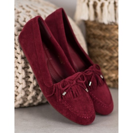 Ideal Shoes Bottes en daim à franges rouge 4