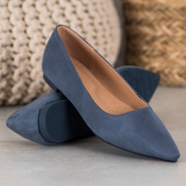 SHELOVET Ballerine En Daim En Spitz bleu 3