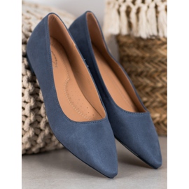 SHELOVET Ballerine En Daim En Spitz bleu 4