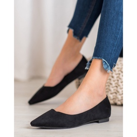 SHELOVET Ballerine En Daim En Spitz le noir 3