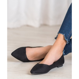 SHELOVET Ballerine En Daim En Spitz le noir 4