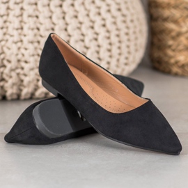 SHELOVET Ballerine En Daim En Spitz noir 1