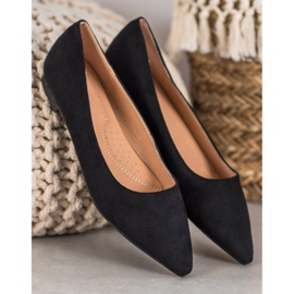 SHELOVET Ballerine En Daim En Spitz le noir 2