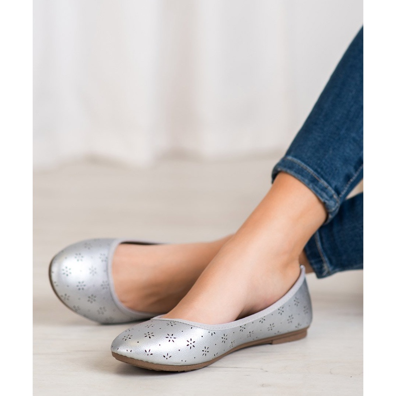 Fama Ballerines À Motif Ajouré gris 2