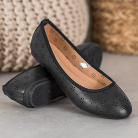 Fama Ballerines À Motif Ajouré le noir 1