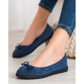 SHELOVET Ballerine Ajourée Avec Un Noeud bleu 1