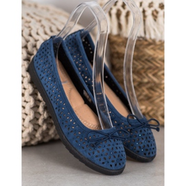 SHELOVET Ballerine Ajourée Avec Un Noeud bleu 4