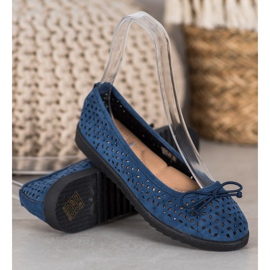 SHELOVET Ballerine Ajourée Avec Un Noeud bleu 3