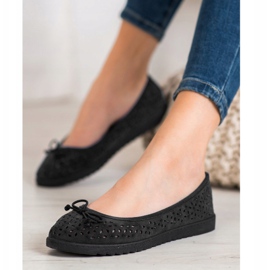 SHELOVET Ballerine Ajourée Avec Un Noeud le noir 3