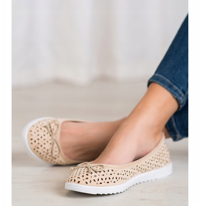 SHELOVET Ballerine Ajourée Avec Un Noeud brun 1