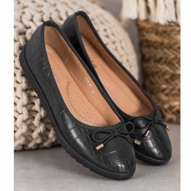 SHELOVET Ballerines en cuir écologique le noir 1