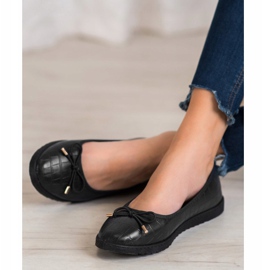 SHELOVET Ballerines en cuir écologique le noir 2